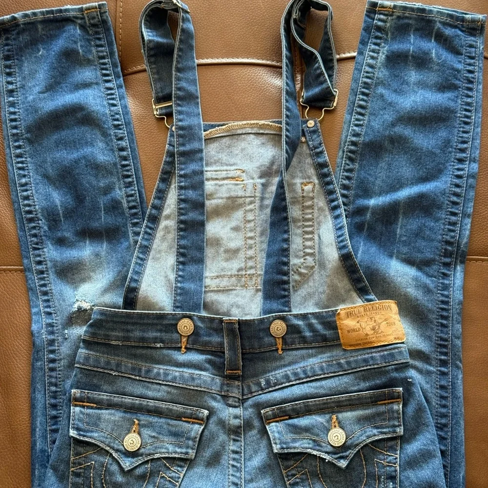 True Religion Blue Denim Overalls - Picture 3 of 6